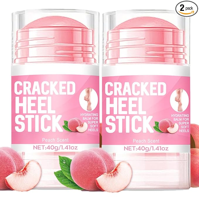 2Pcs Peach Scented Anti-Cracking Foot Cream Set,Natural Hydrating Heel Stick Balm,Deeply Moisturize & Soften,Repair Dry Cracked Skin,Smoothens Dry Cracked Feet