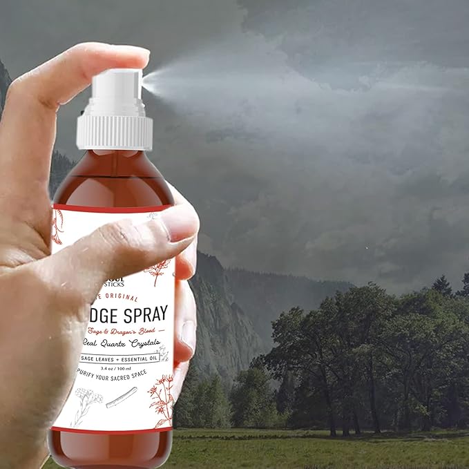 SOUL STICKS White Sage & Dragon’s Blood Smudge Spray – 3.5oz Smokeless Energy Mist with Quartz Crystals – Protective Smudging Spray for Aura Cleansing & Home Energy Clearing