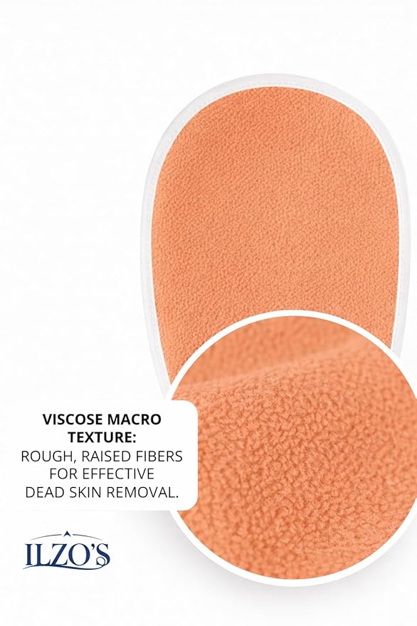 ILZO’S Original Exfoliating Mitt for Body (2 Pack) – Deep Exfoliating Glove for Dead Skin Removal, Korean Viscose Body Scrub Mitt for Smooth Skin, Helps Ingrown Hair & Keratosis Pilaris (ORANGE)