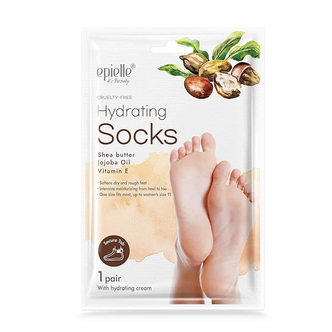 Epielle Assorted Foot Mask 5 Pairs, Deep Moisturizing Socks for Dry, Rough Feet & Cracked Heels, Soften with Shea Butter, Self Care Gifts for Women, Spa Kit, Mothers Day Gifts