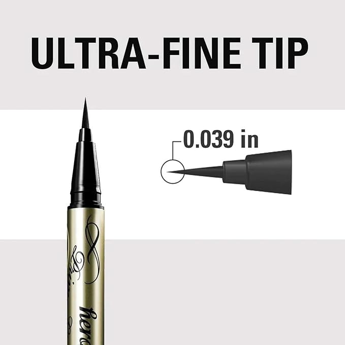 Heroine Make by KISSME Waterproof Eyeliner for Intense Color & Ultra-Fine 0.1mm Tip, Liquid Eyeliner Pen with Organic Beauty Serum, Cat Eye Liner for Long Lasting Eyelines, Natural Brown, 1 EA, PRIME