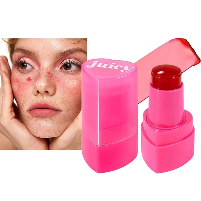 Multi-Use Cooling Water Jelly Blush, Juicy Love Blush, 3-In-1 Cheek Tint & Eyeshadow & Lip Tinted, Long-Lasting Moisture Creates A Moist Watercolor Effect-1,000+ Swipes Per Stick (#01)
