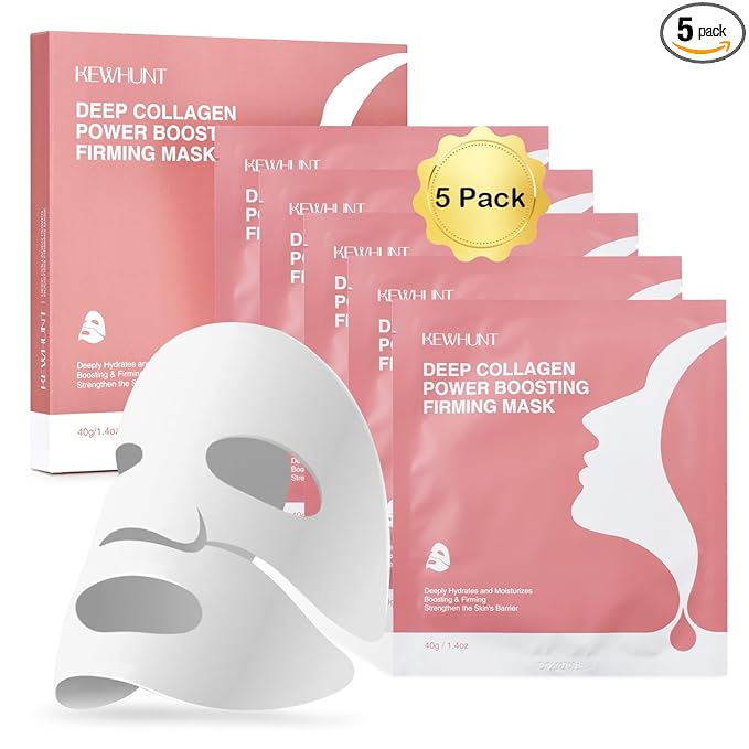 Deep Collagen Face Mask Overnight, Bio- Collagen Mask Real Deep Mask, Hydrating Hydrogel Masks with Low Molecular Collagen for Firming, Elasticity, Pore Minimizing 40g x 5ea Mothers Day Gifts