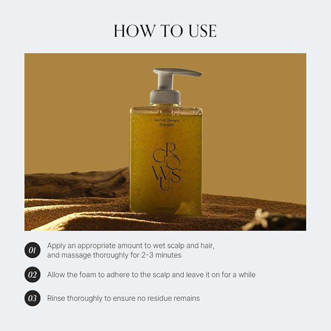 GROWUS Sea Salt Clarifying Shampoo – Scalp Detox for Oily, Itchy Scalp, Purifying Shampoo for Build Up & Flakes, Free from Harsh Sulfate & Paraben, 16.9 fl. oz.