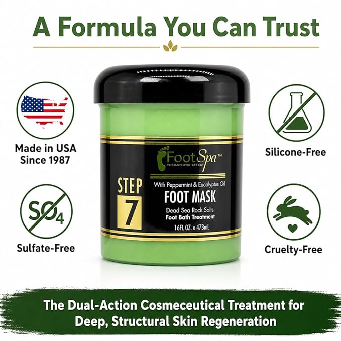Foot Repair Mask - Dual-Action Cosmeceutical Treatment that Regenerates Skin from Within to Heal Painful Fissures and Provide Spa-Quality Cooling Relief - 16 oz