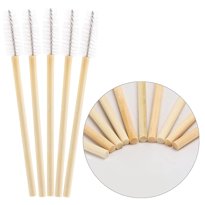 Tbestmax 500 Disposable Mascara Wands Eyelash Brush Spoolies for Eye Lash Extension Eyebrow Bamboo Stick White