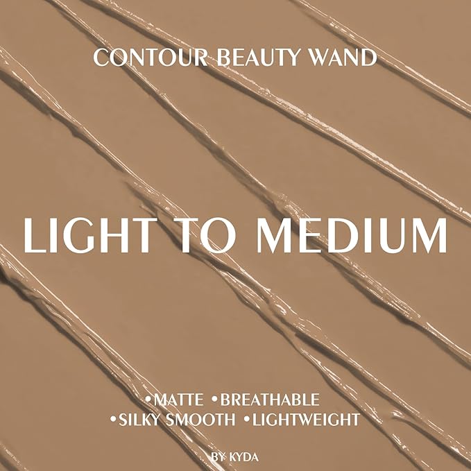 KYDA Contour Beauty Wand, Liquid Face Contouring with Cushion Applicator, High Coverage Natural Matte Finish, Lightweight Blendable Super Silky Cream Contour Stick-Light to Medium