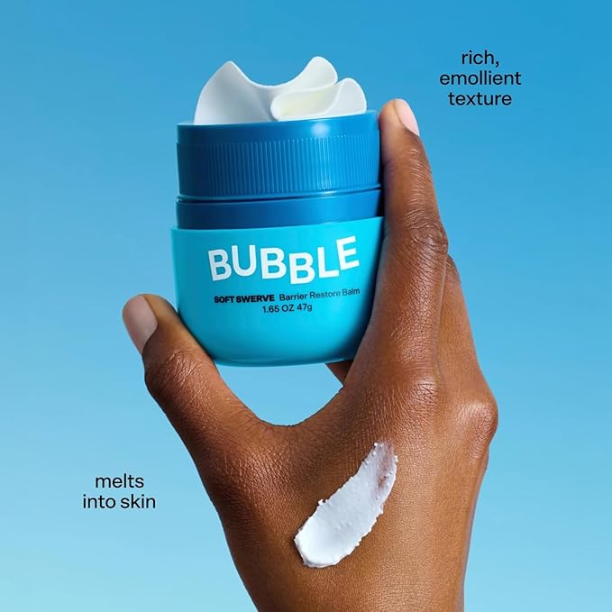 Bubble Skincare Soft Swerve Barrier Cream - Face Moisturizer for Dry Skin, Skin Barrier Repair Balm - Moisture-Sealing Face Balm with Squalane, Shea Butter, Ceramides, Niacinamide (47g)