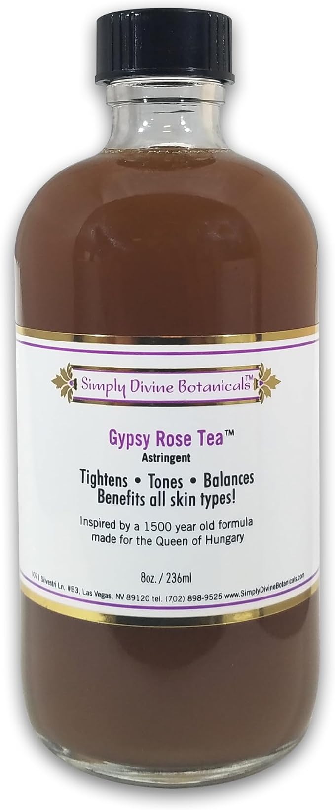 Gypsy Rose Tea Astringent - Natural and Organic Toner to Tighten, Tone and Balance for All Skin Types, 8 oz