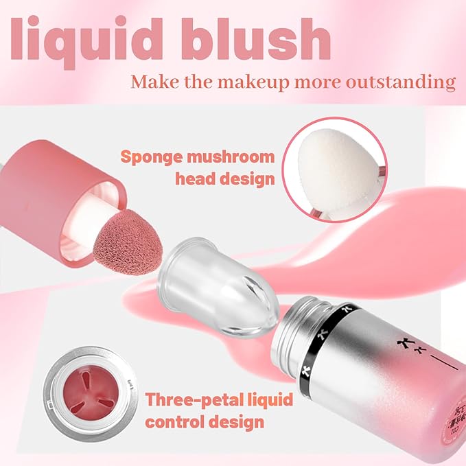 Blush Liquid Makeup Cream Stick, Blendable Cheek Weightless Watercolor Sheer Finish, Soft Peach Face Tint for Mature Skin, Easy Application Beauty Essential (V3 Energetic Pink)