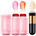 2 Pcs Jelly Blush Contour Stick for Cheeks Eyes Lips Lightweight Dewy Finish Blush Stick Waterproof Long Lasting Contour Trio Wand Face Makeup Set for Wome (2PCSB（3+4）)