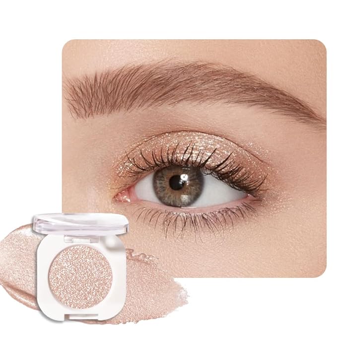 WanTuoluo Pearl White Glitter Eyeshadow Palette for Women, Single Monochrome Eye Shadow Makeup, Shiny Pressed Powder, Blendable Natural sombras para ojos, Holographic,Vegan,Travel -11