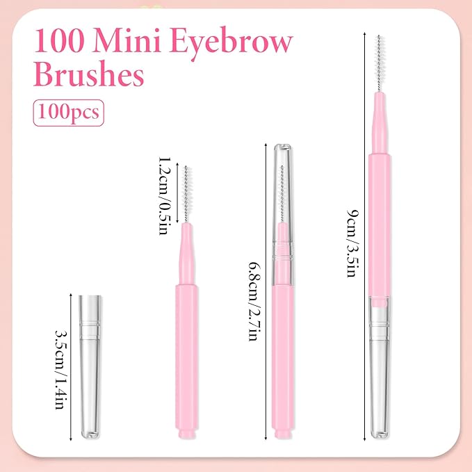 100 Pcs Micro Eyebrow Brush with Cap, Disposable Eyelash Brushes Brow Lamination Brush, Brow Lamination Supplies, Multi Function Micro Brushes, Suitable for Eyelash and Eyebrow Extension Tools
