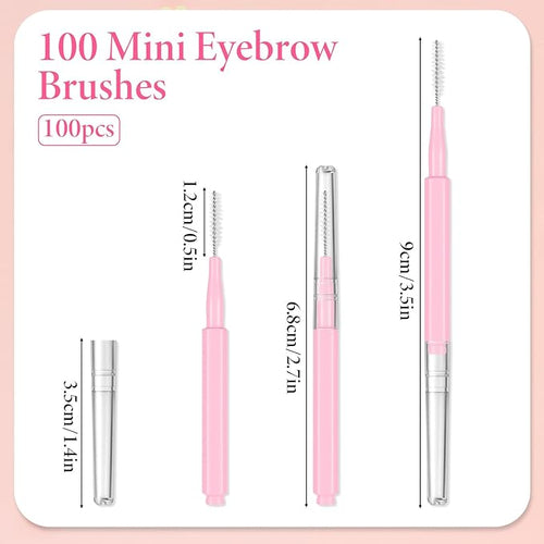 100 Pcs Micro Eyebrow Brush with Cap, Disposable Eyelash Brushes Brow Lamination Brush, Brow Lamination Supplies, Multi Function Micro Brushes, Suitable for Eyelash and Eyebrow Extension Tools