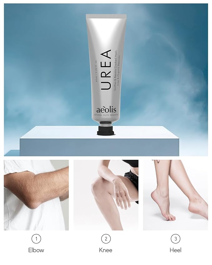 AEOLIS 10% Urea Foot Cream for Cracked Heels (2.03 fl oz), Beeswax, Shea Butter, Aloe Vera & Vitamin E Deep Moisturizing Care for Rough Feet Dry Heels Treatment & Softening