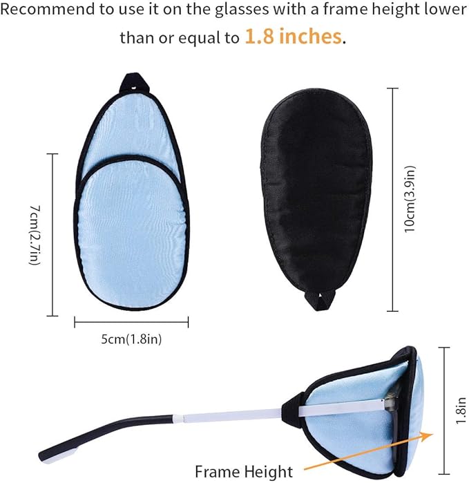 eZAKKA Eye Patches for Adults, Eye Patch for Glasses, Silk Medical Eyepatch for Lazy Eye Patches for Women Amblyopia Strabismus and After Surgery (Light Blue+Black)