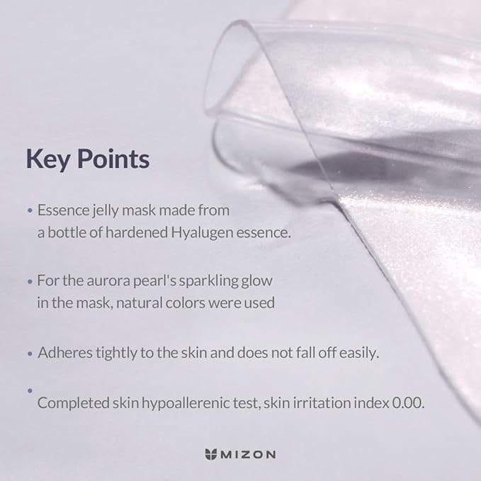 MIZON Hyalugen Pearl Jelly Face Mask (5 Pack) – with Collagen & Hyaluronic Acid Korean Beauty Full Face Sheet Mask Glowy Pearl Finish