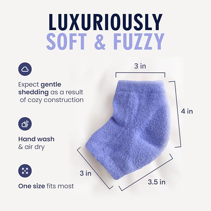 Dr. Frederick’s Original Moisturizing Fuzzy Heel Socks - Cozy Gel-Lined Socks for Dry Cracked Heels - 2 Pairs - Overnight Foot Care with Olive Oil, Vitamin E - Gifts for Women & Men - Lavender Luxury