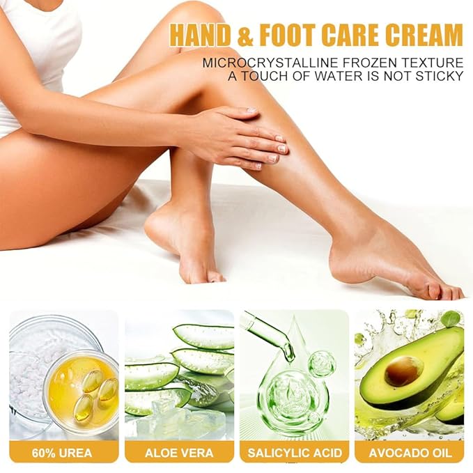 60% Urea Cream plus 2% Salicylic Acid Foot Cream for Removing Calloused Skin, Cracked Hands Elbows Feet Heels Moisturizes, Maximum Strength Skin Barrier Repair Hand Cream (Urea*2, 1.41 oz)