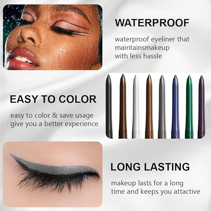 Retractable Creamy Eyeliner Eyeshadow Sticks for Eye Makeup, Ultra Pigmented Mechanical Eye Pencils, Smudge Proof Matte Satin Finish Formula, Longlasting, Vegan & Cruelty-Free (6 Pcs-Silver Gray-05)