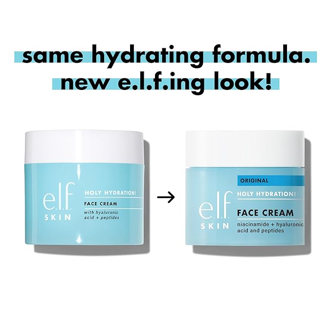 e.l.f. SKIN Holy Hydration! Face Cream with Hyaluronic Acid, Niacinamide & Peptides, Nourishing & Plumping Moisturizer, Vegan & Cruelty-Free