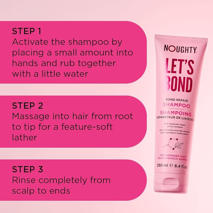 Noughty Let's Bond Builder Shampoo for Repair, Restorative Formula for Chemically Treated and Colored Hair, Strengthening Formula to Reduce Breakage and Protect Color for Longer 8.4fl.oz