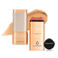 Korean Foundation Stick Foundation for Mature Skin Tint, Buildable Light to Full Coverage Foundation Makeup Concealer, Dual-Ended with Brush for All Skin - Natural Dewy Finish (LIGHT BROWN)