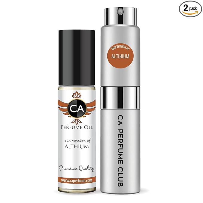 CA Perfume Duo Impression of Althium For Men Perfume Layering Set Mens Cologne Long Lasting Travel Size EDP + Body Oil Roll-On Bottle 0.27 Fl Oz+0.33 Fl Oz