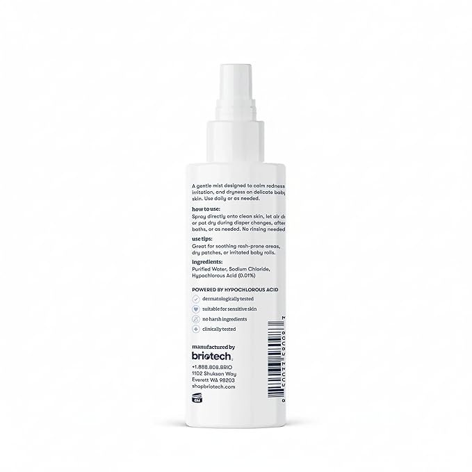 Briotech Baby Skin Spray | Gentle Hypochlorous Acid Mist for Soothing, Calming & Cleansing Delicate Skin | Pediatrician-Approved, Added Fragrance-Free | 2 oz