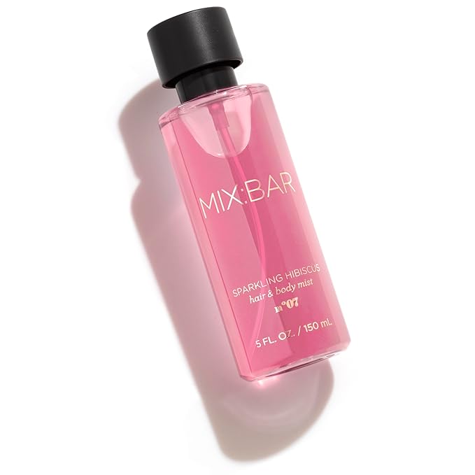 MIX:BAR Sparkling Hibiscus Hair + Body Mist Spray for Women + Girls - Bergamot, Hibiscus, Cashmere Musk, Champagne Bubble Fragrance Notes - Bergamot Bedroom + Hair + Body Oil Spray - Vegan - 5oz