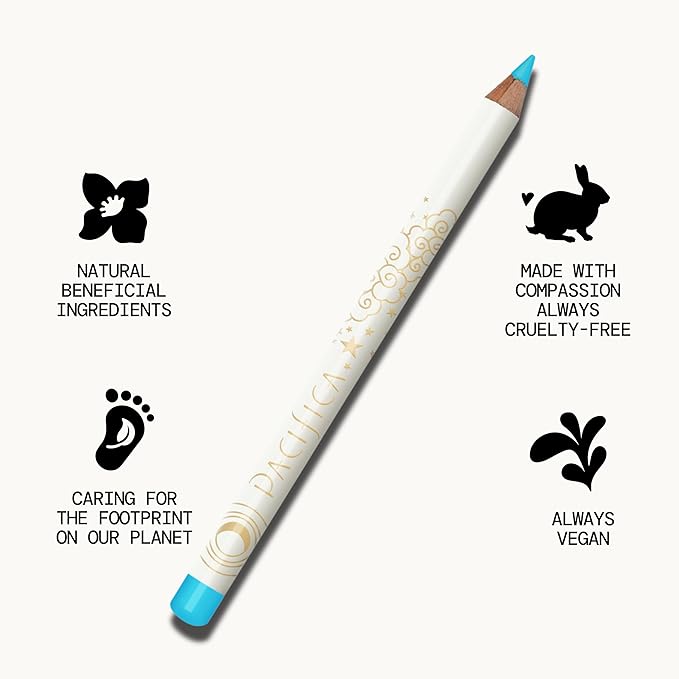 Pacifica Waterproof Eyeliner Pencil – Pastel Ocean Blue Liner Longwear, Smudge-Proof, Eye Liner Eye Makeup Vegan & Cruelty-Free Ophthalmologist Tested