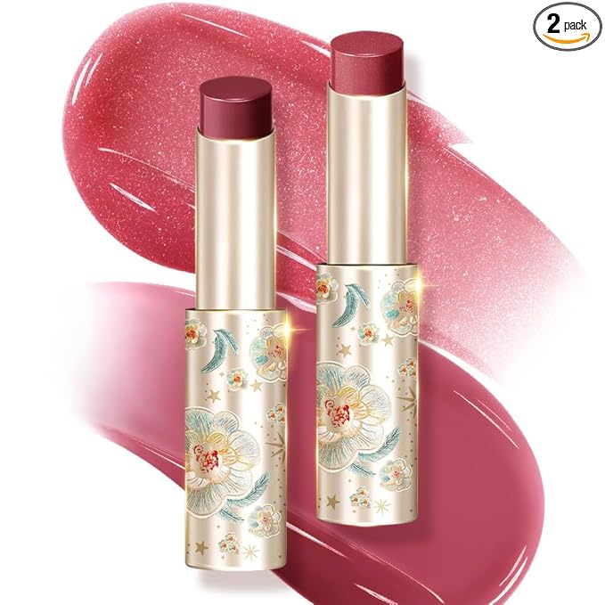CATKIN Glossy Lip Balm Ultra Hydating Glow Lip Tinted Jelly Plump Melting Balm Shea Butter Repair Soothing For Dry Lips Dewy Finished 0.12 oz 2pcs Set 01