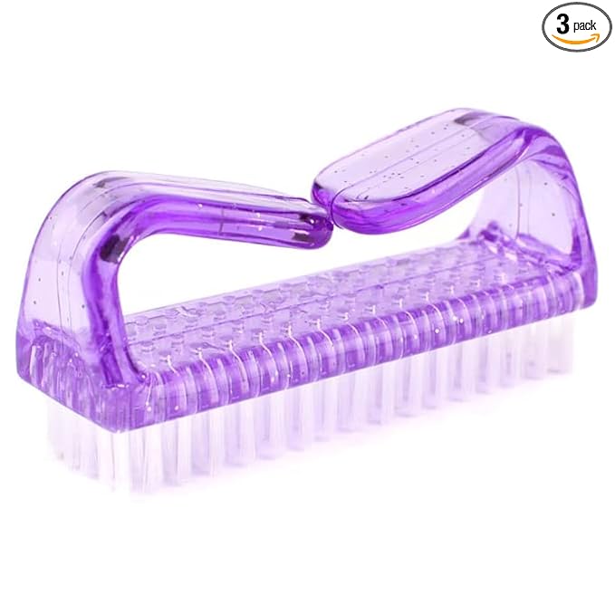 3Pcs Different Kinds of Fingernail brush with Plastic Handle Nail brush for cleaning Fingernails - Easy to use Nail Scrub brush - Nail Cleaner Nail brushes for Hands Feet(purple)