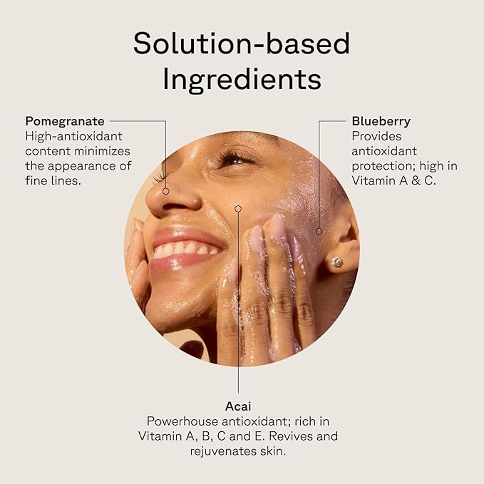 Acure Brightening Cleansing Gel - Vegan Face Scrub, Gentle Facial Cleanser for Radiant Skin with Pomegranate, Blackberry & Acai Infused, Antioxidant-Rich Formula for All Skin Types - 4 fl oz