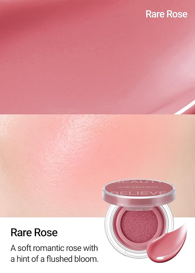 JUNG SAEM MOOL Artist Cushion Blush | Easy to Blend with Puff, Buildable Liquid Blush for Cheeks with a Natural & Dewy Finish, Korean Makeup (Dewy | Rare Rose)