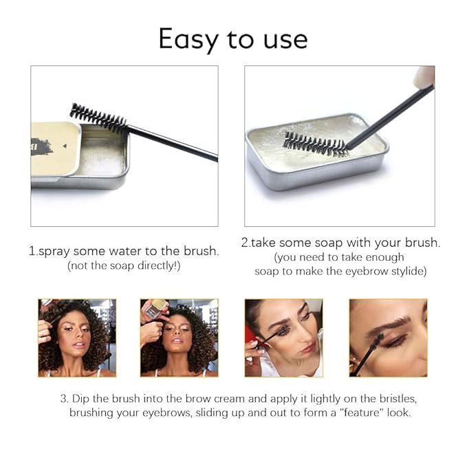 Ownest 2 PCS Soap Brow Eyebrow Soap Kit,Brows Styling Soap,Long Lasting Waterproof Smudge Proof Eyebrow Styling Pomade for Natural Brows, 3D Feathery Brows Makeup Balm