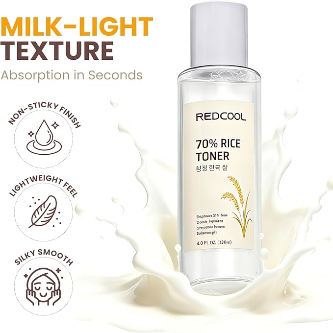 Rice Toner & Serum for Face, 70% Rice Water Skin Care Toner, Lightweight Face Toner for Women, Hydrating Facial Toner for Daily Layering, 120ml / 4.0 fl oz
