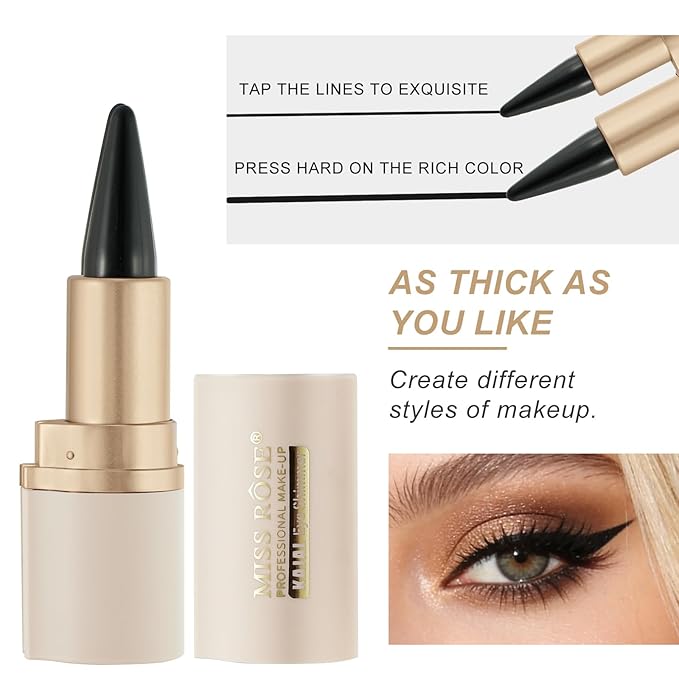 MISS ROSE M Gel Eyeliner, 2-Piece Black Eyeliner Pencil, delineador de ojos contra el agua,Smoky Eye Makeup,also Pefect fo Gothic Halloween Makeup (Pack of 2)