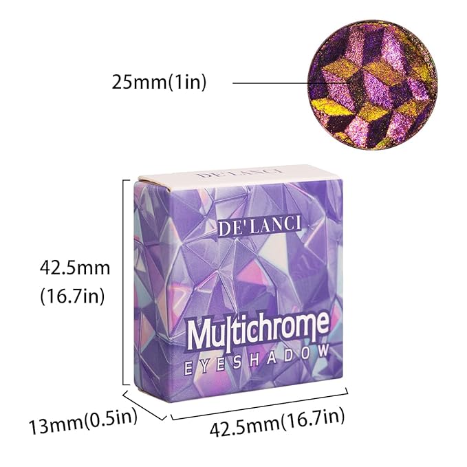 DE’LANCI Multichrome Iridescent Glitter Eyeshadow Makeup, Intense Color Shifting Single Chameleon Eyeshadow Palette, Super Pigmented Pink Rose Gold Green Shimmery Duo Chrome Colorful Eye Shadow