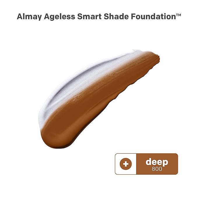 Almay Anti-Aging Foundation, Smart Shade Face Makeup with Hyaluronic Acid, Niacinamide, Vitamin C & E, Hypoallergenic-Fragrance Free, 800 Deep, 1 Fl Oz (Pack of 1)