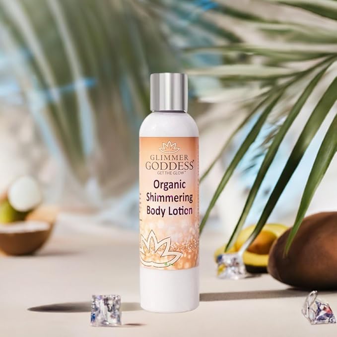 GLIMMER GODDESS Organic Body Lotion - Medium Level 2 Diamond Shimmer, 8 oz