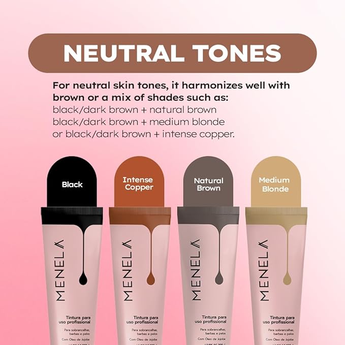 Menela Eyebrow Tint Kit – Professional Brow Color with Jojoba Oil – Includes Oxidizing Cream, Dual-Ended Brush & Mixing Glass – Vegan, Ammonia-Free, Sensitive Skin Safe – 20 ml (Medium Blonde)