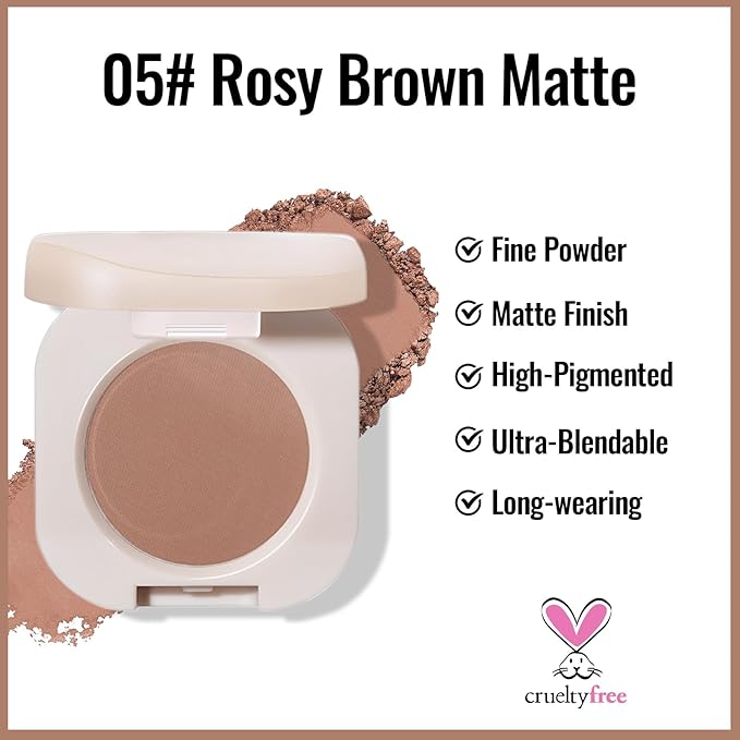 Erinde Rosy Brown Matte Single Eye Shadow Palette Makeup for Older Women, Natural Eyeshadow Powder for Blue, Green & Brown Eyes, High Pigment Blendable Long-Lasting Eye Shadow Sombras para Ojos, 05