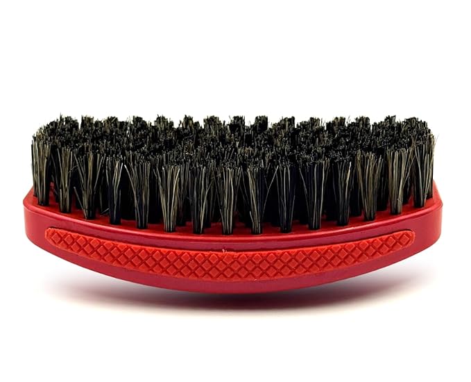 Crown Quality Products 360 Sport Wave Caesar 2.0 Boar Bristle Hairbrush, Medium, Triple Candy Apple Red - Non-Slip Grip, Waterproof Design - The Ultimate 360 Wave Brush
