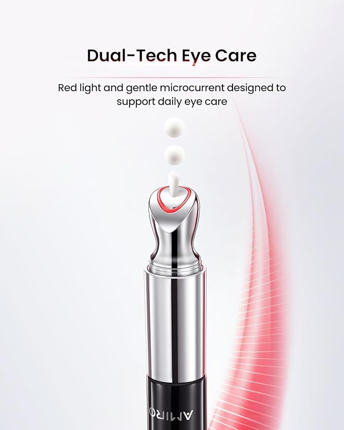 AMIRO 2 in 1 Red Light Eye Cream with Built-In Microcurrent Massager, PDRN Peptide Under Eye Treatment for Puffy, Tired-Looking Eyes, Hydrated & Firmer-Looking Skin, 1.06 oz