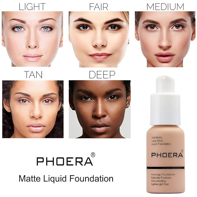 PHOERA Foundation, PHOERA Matte Liquid Foundation,PHOERA Makeup for Women, PHOERA Foundation Full Coverage Concealer, 30ml 24HR Matte Oil Control Concealer (107- Hone*2)