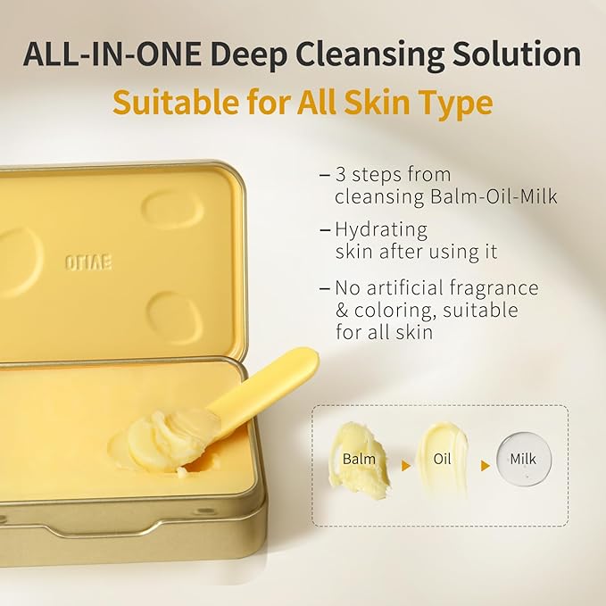 Makeup Remover Cleansing Balm - Olive Oil Based Cleanser for Face&Body - Melts From Balm to Milky Lather-For All Skin Types, 3pcs