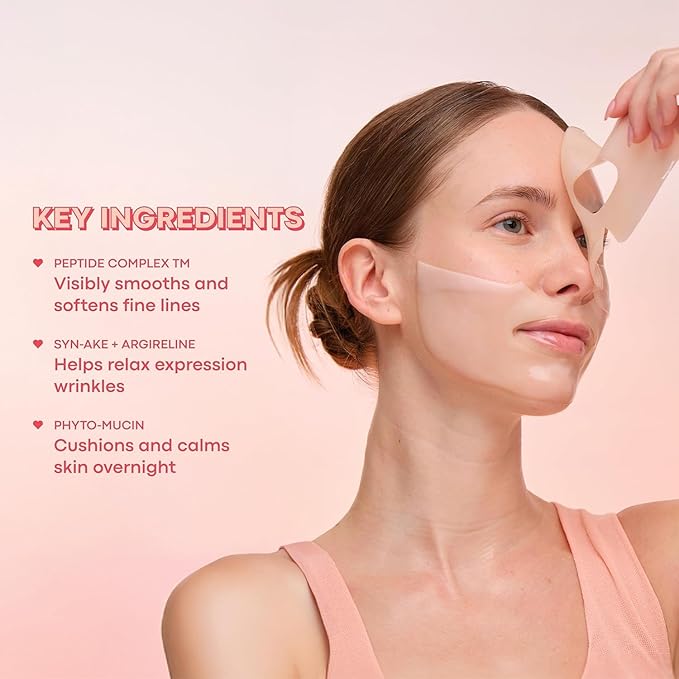 TONYMOLY Mask Melt Blurring Hydrogel Overnight Face Mask 4-Pack, Peptide Sheet Masks with Syn-Ake, Argireline & Phyto-Mucin to Smooth Fine Lines, Firm Skin & Boost Hydration