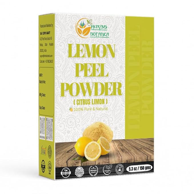 Herbs Botanica Lemon Peel Powder 100% Pure & Natural Lemon for Skin Care, Face Masks DIY Beauty Finely Ground Citrus Powder for Skincare & More 5.3 oz