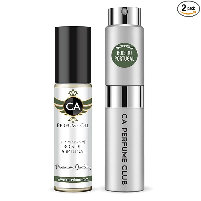 CA Perfume Duo Impression of Bois Du Portugal For Men Perfume Layering Set Mens Cologne Long Lasting Travel Size EDP + Body Oil Roll-On Bottle 0.27 Fl Oz+0.33 Fl Oz